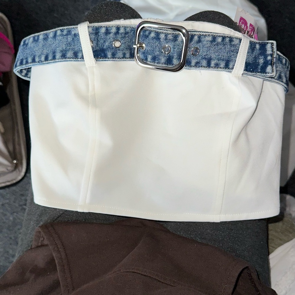 White Denim Contrast
Tube Top and Jeans SET (SZ L) - Picture 9 of 17